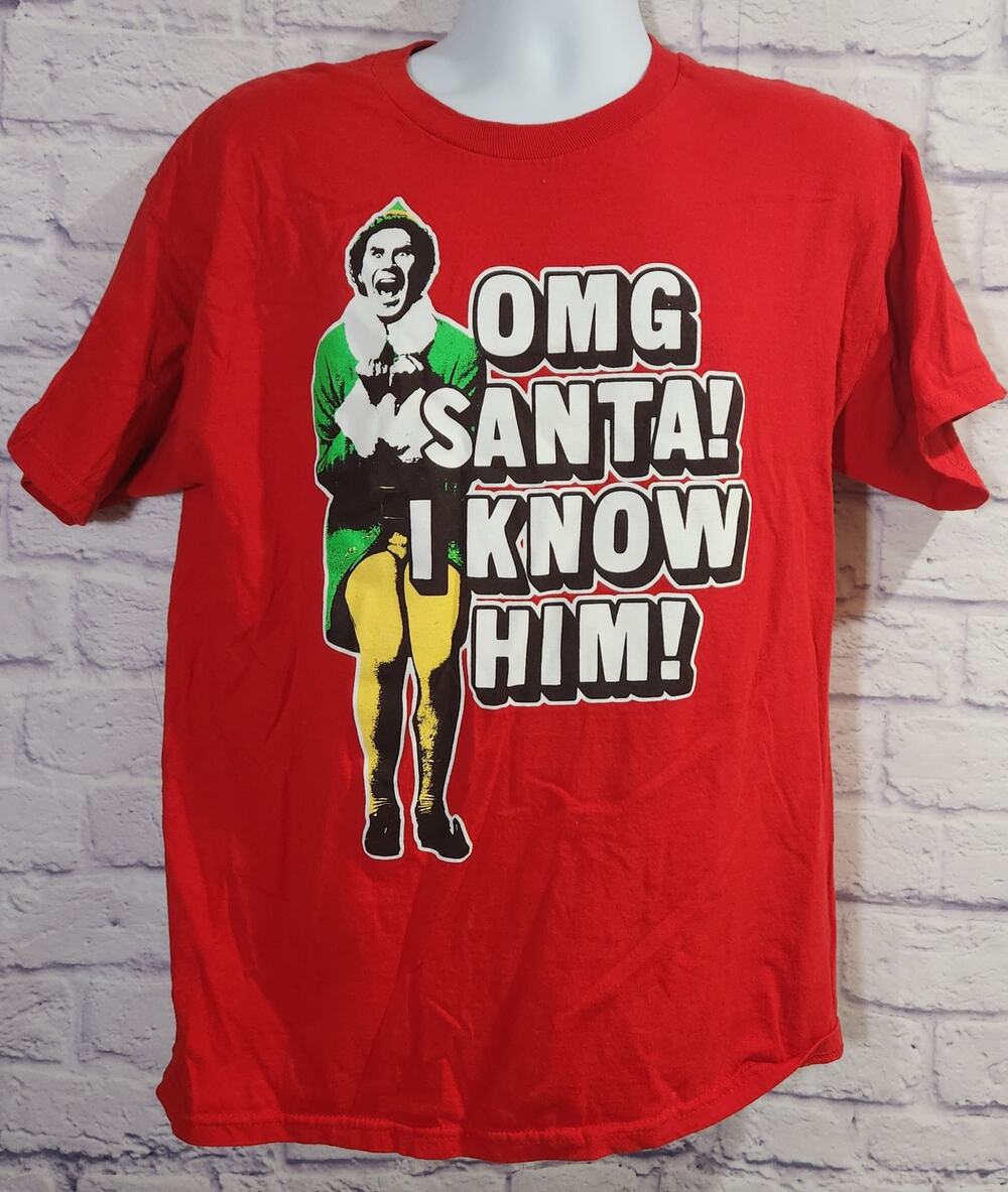 Ripple Junction Red White OMG Santa!  I Know Him! Graphic Shirt L Lightweight